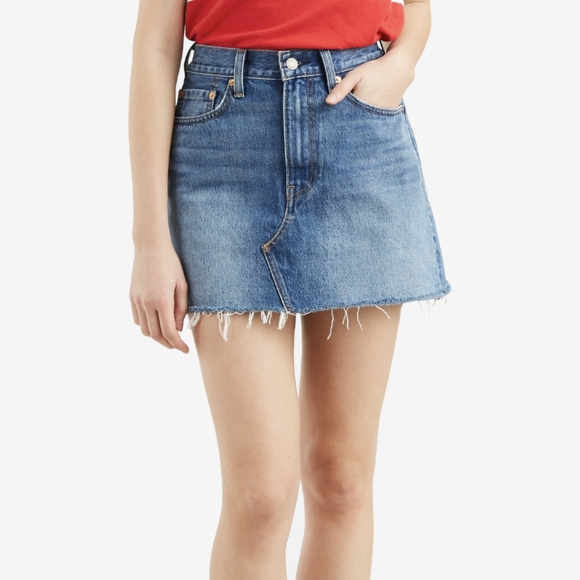 Levi's high rise deconstructed button fly denim skirt - Picture 1 of 8